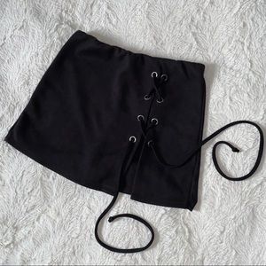 BLACK SUEDE LACE UP MINI *SKORT* SKIRT